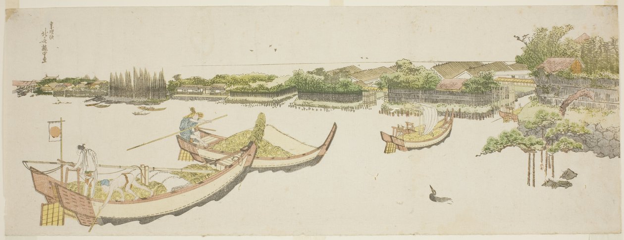 Veneitä, jotka kuljettavat riisiä Sumida-joella tekijältä Katsushika Hokusai