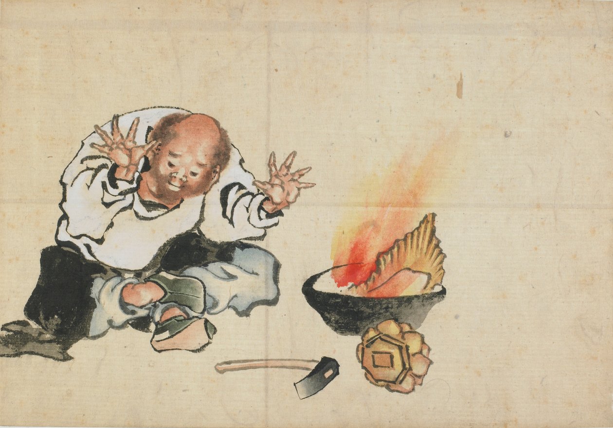 Buddhalaisen kuvan polttaminen, 1700-luvun loppu - 1800-luvun alku. tekijältä Katsushika Hokusai