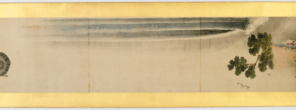 Yksityiskohta käsirullasta erilaisilla kuvilla, Edo-kausi, 1839 muste ja väri paperille tekijältä Katsushika Hokusai