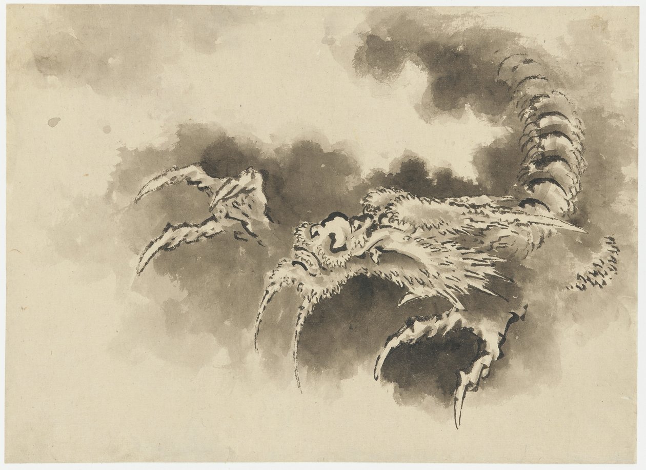 Pilvistä nouseva lohikäärme, Edo-kausi (muste paperille) tekijältä Katsushika Hokusai