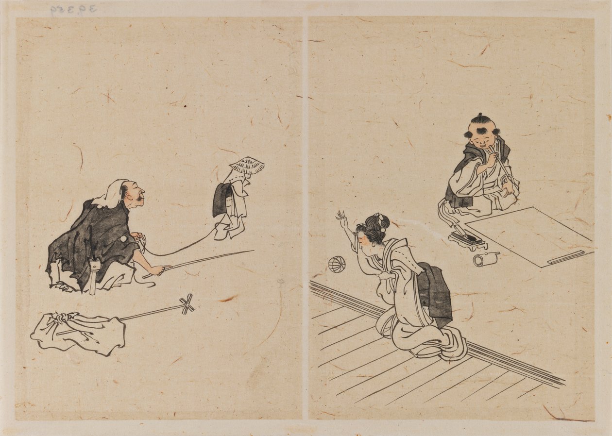 Piirustukset (muste ja pesu paperille) tekijältä Katsushika Hokusai