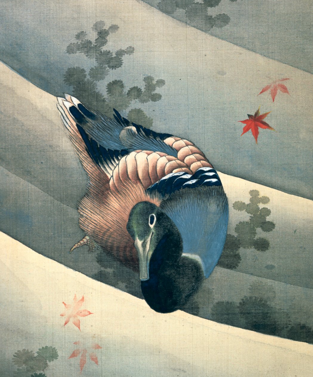 Ankka ui vedessä, 1847 tekijältä Katsushika Hokusai