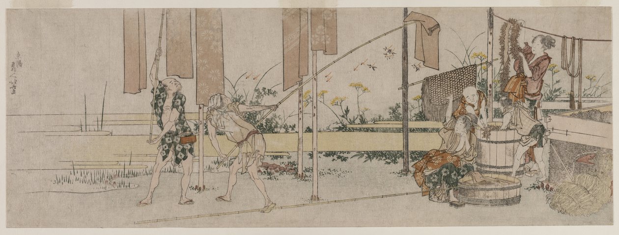 Dyers at Work, c. 1800. tekijältä Katsushika Hokusai