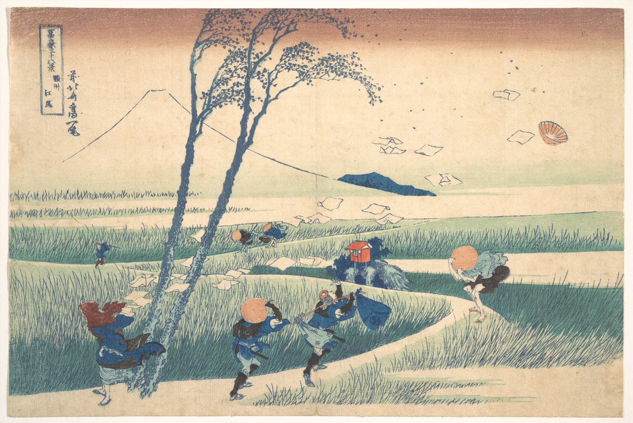 Ejiri Surugan maakunnassa (Sunshū Ejiri), sarjasta ”36 näkymää Fuji-vuorelta” (Fugaku sanjūrokkei) tekijältä Katsushika Hokusai