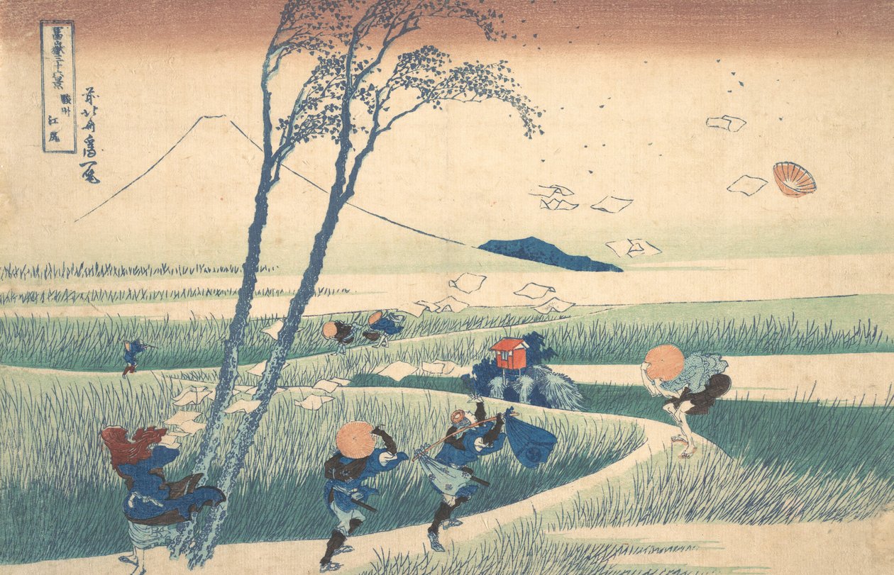 Ejiri Surugan maakunnassa Sunshu Ejiri, sarjasta Thirty-six Views of Mount ..., ca. 1830-32. tekijältä Katsushika Hokusai