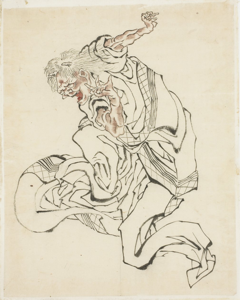 Naaras Oni (kuvitus kansansatuun), n. 1815-49 (muste ja väri paperille) tekijältä Katsushika Hokusai