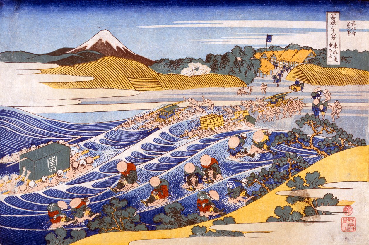 Fuji Fordista Kanayalla (värillinen puupainatus) tekijältä Katsushika Hokusai