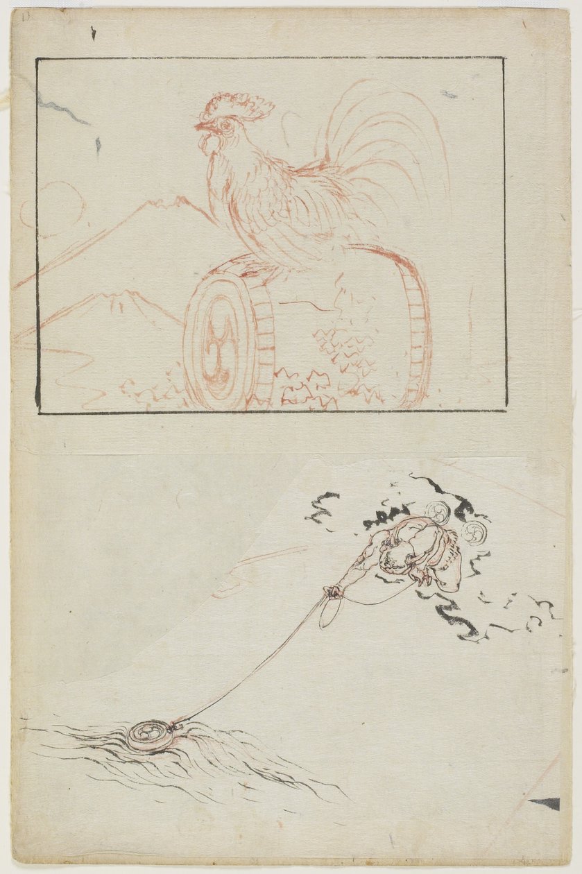 Ukkosenjumala ja hänen rumpunsa tekijältä Katsushika Hokusai