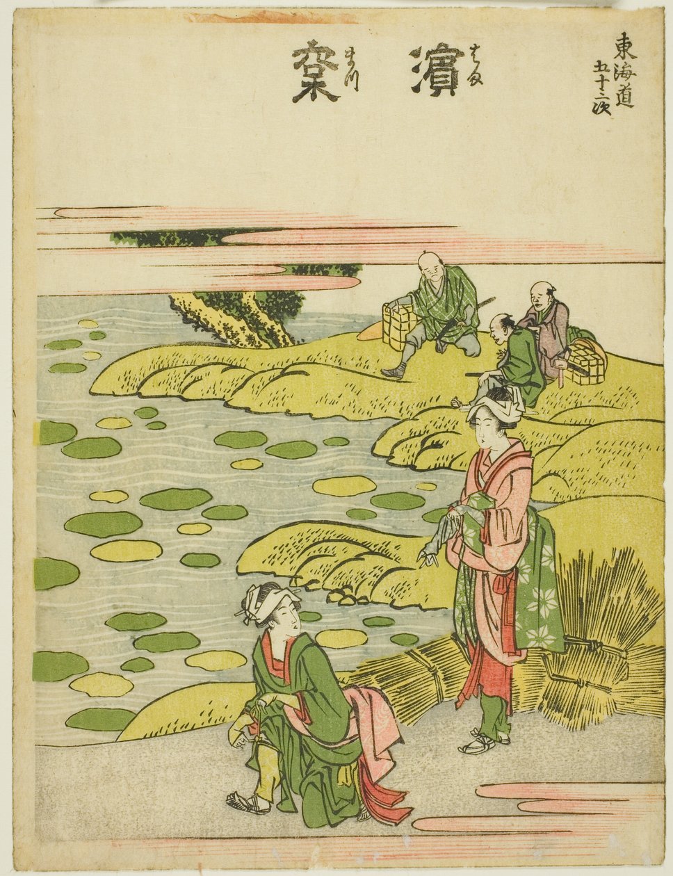 Hamamatsu, sarjasta "Fifty-three Stations of the Tokaido (Tokaido gojusan tsugi)" tekijältä Katsushika Hokusai
