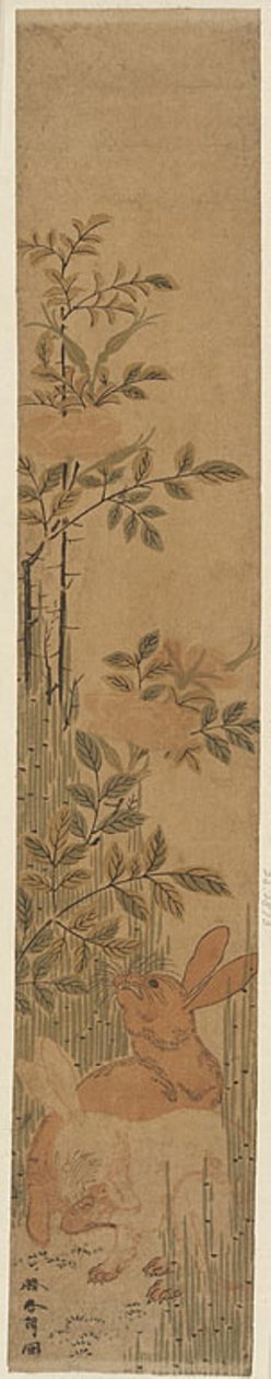 Jänikset ja ruusut tekijältä Katsushika Hokusai