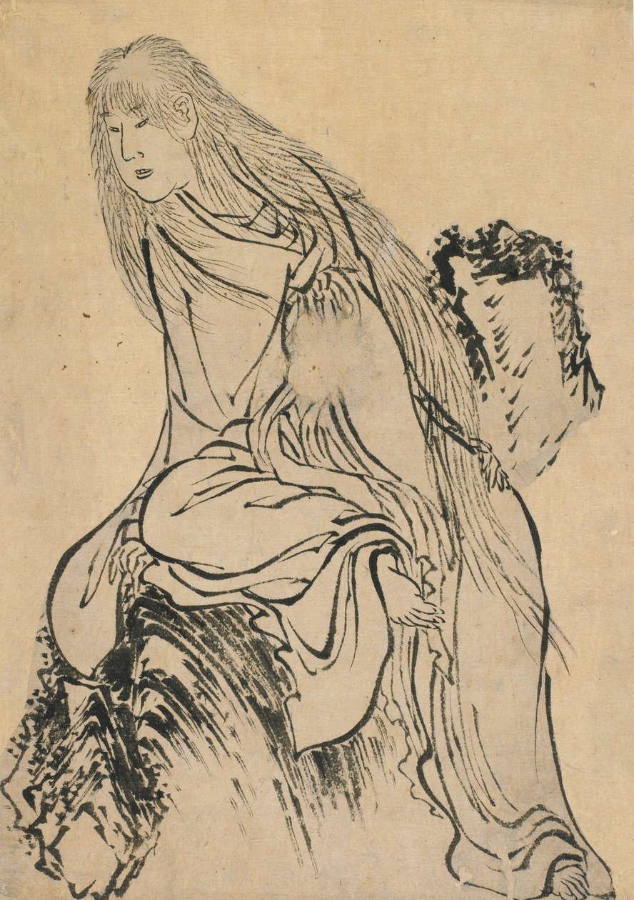 Erakko lepää kalliolla, 1700-luvun loppu - 1800-luvun alku. tekijältä Katsushika Hokusai