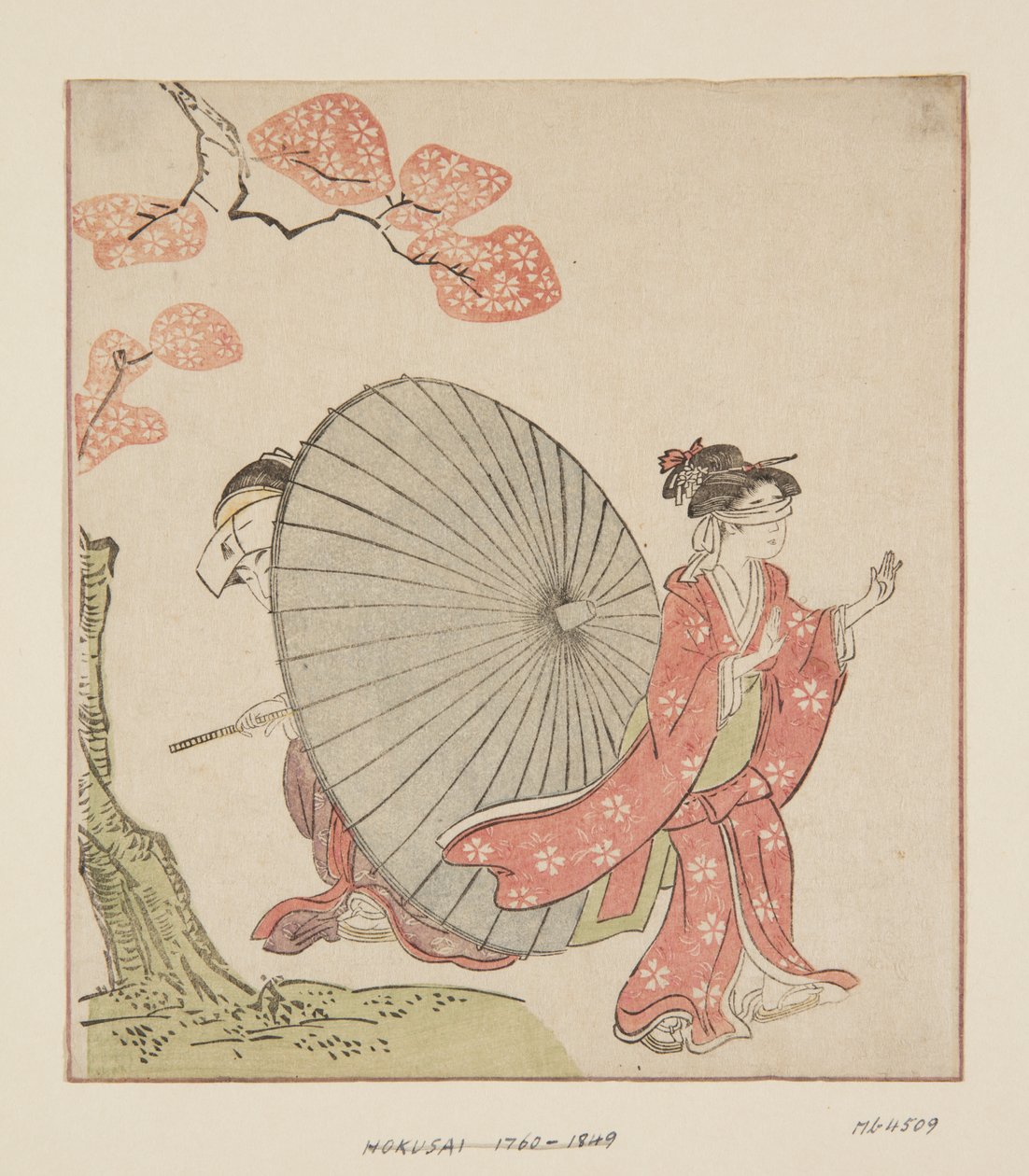 Piilota ja etsi (värillinen puupalikkaprintti) tekijältä Katsushika Hokusai
