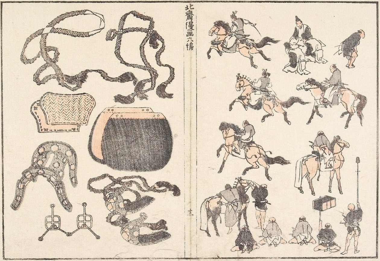 Ratsastajat ja valjaat tekijältä Katsushika Hokusai