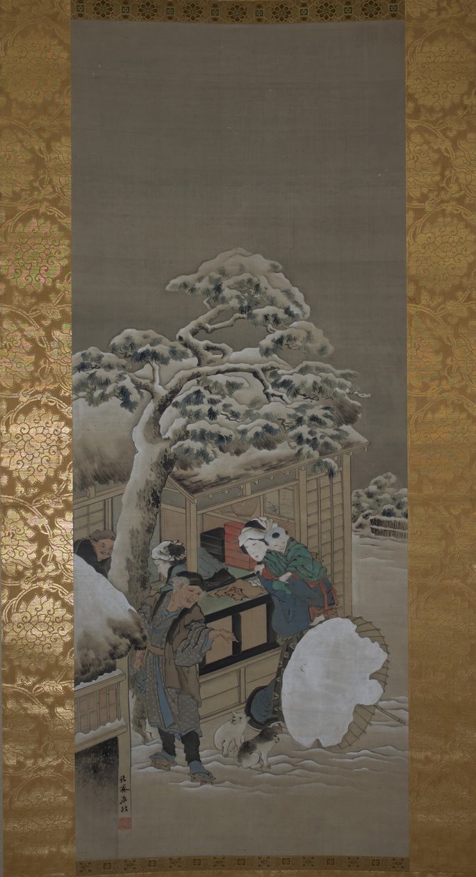 Kaupan edessä, päivätty 1780. tekijältä Katsushika Hokusai