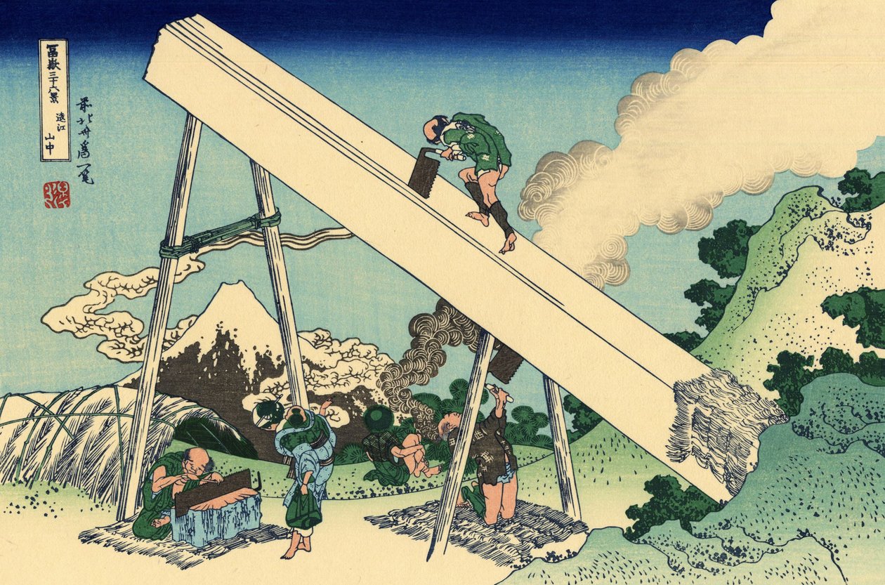Totomi-vuorilla, n. 1830 (puupainatus) tekijältä Katsushika Hokusai