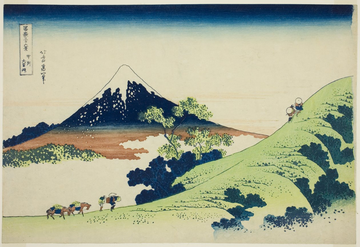 Inume Pass in Kai Province (Koshu Inume-toge), from the series "Thirty-six Views of Mount Fuji (Fugaku sanjurokkei)" tekijältä Katsushika Hokusai