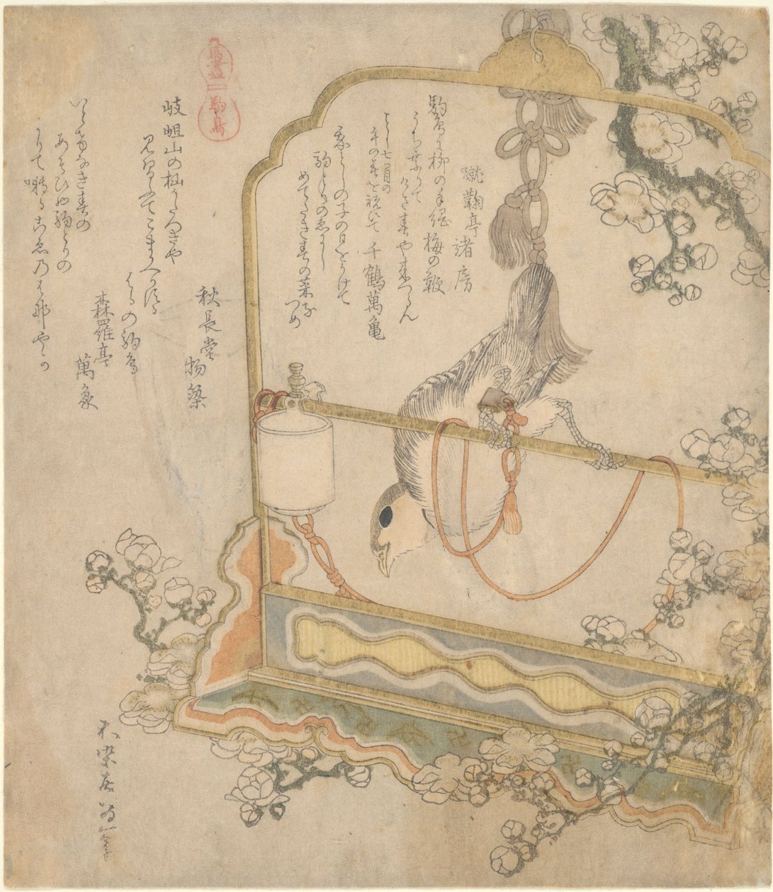 Japaninpunarinta, sarjasta ”Kaikenlaisia hevosia” tekijältä Katsushika Hokusai