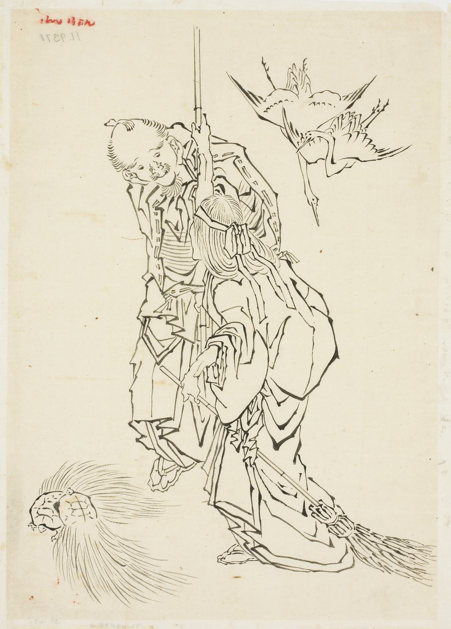 Jo and Uba; Theme of Takasago, ca. 1815-1849 (ink on paper) tekijältä Katsushika Hokusai