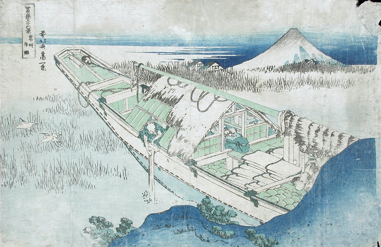 Joshu, Ushibori, Hetachi Provinces sarjasta Thirty Six Views of Fuji, 18th century (värillinen puupalikkapainatus) tekijältä Katsushika Hokusai