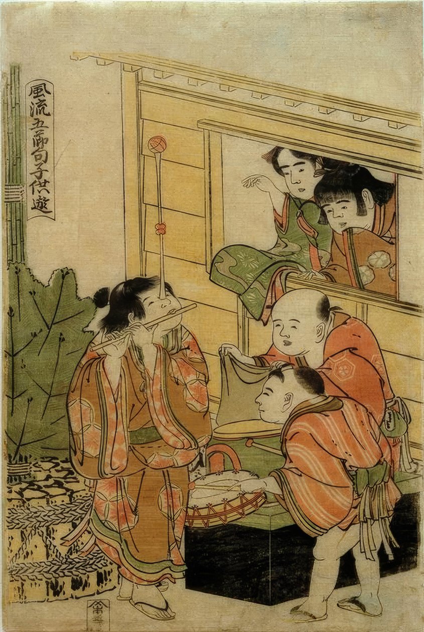 Lasten pelejä viidelle perinteiselle vuotuiselle festivaaleille tekijältä Katsushika Hokusai