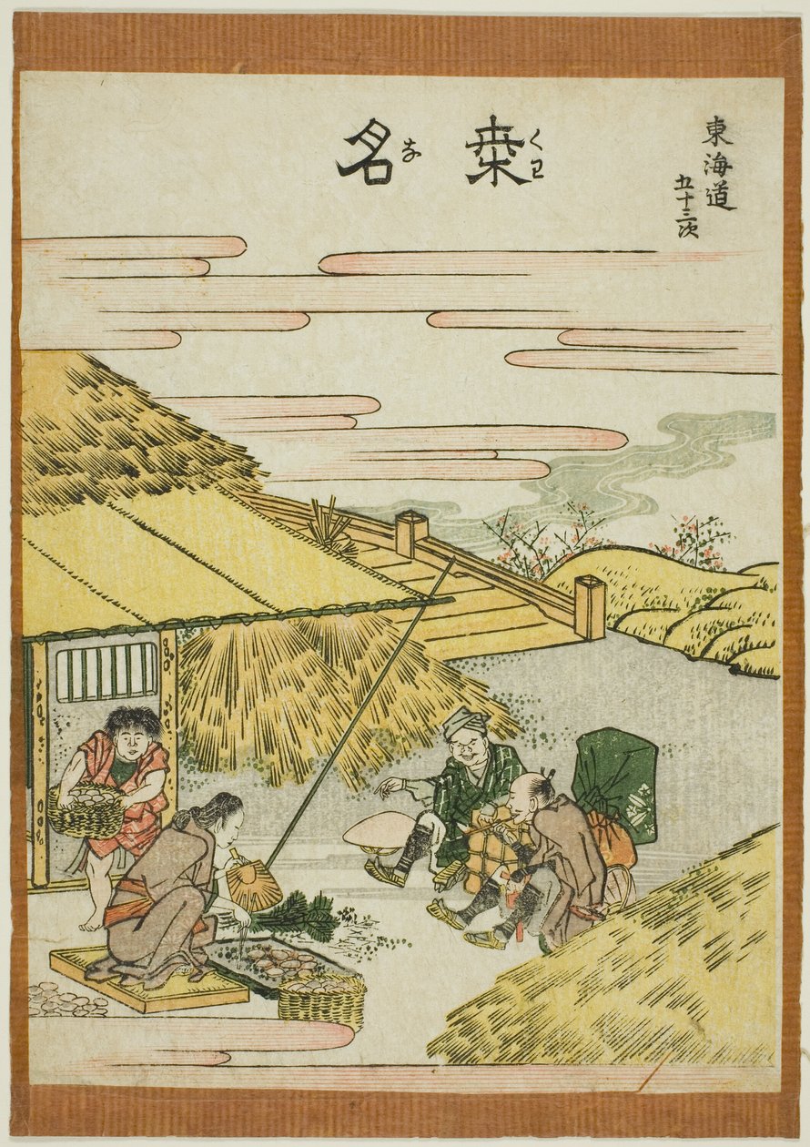 Kuwana, sarjasta "Fifty-three Stations of the Tokaido (Tokaido gojusan tsugi)" tekijältä Katsushika Hokusai