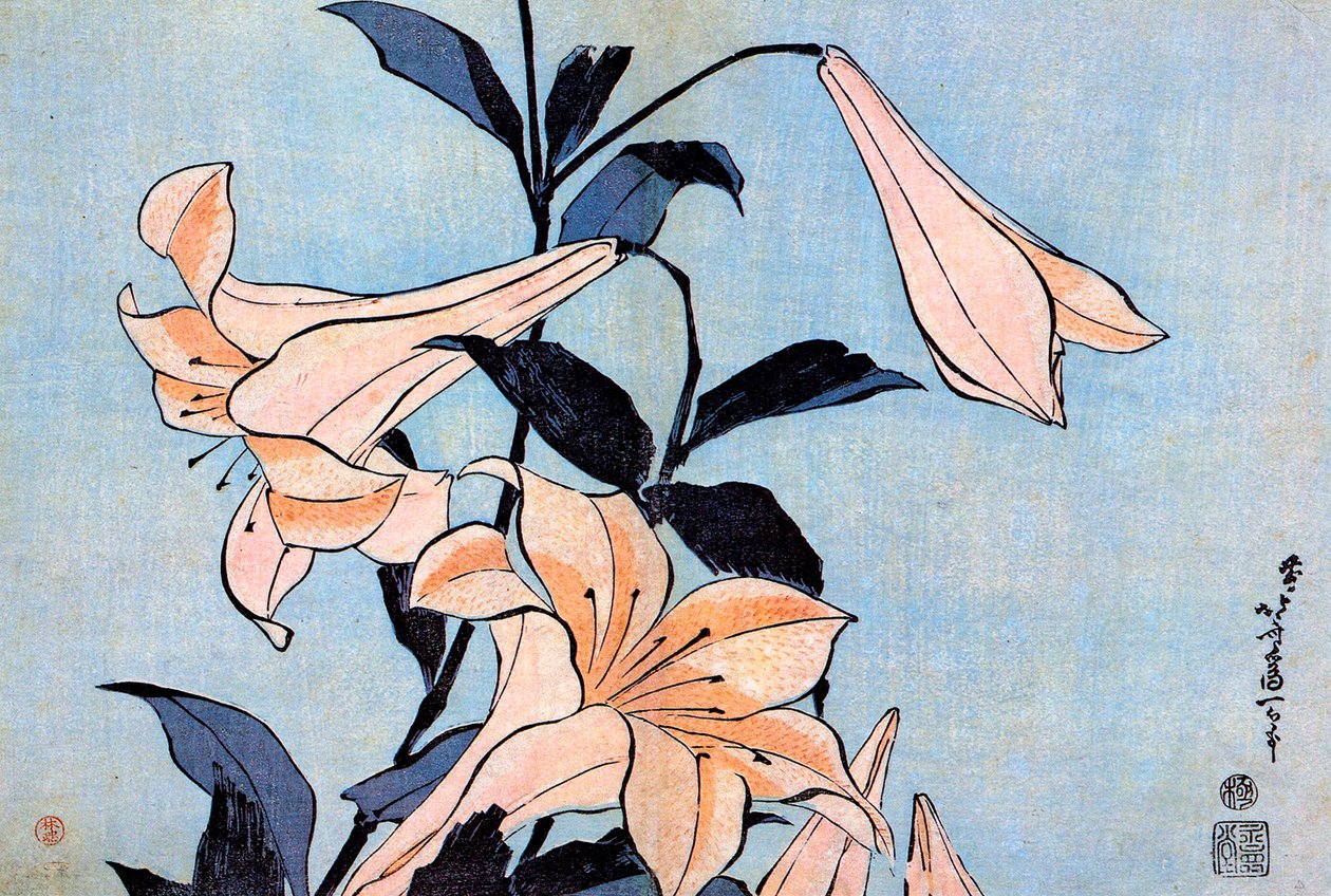 Liljat, 1830. tekijältä Katsushika Hokusai