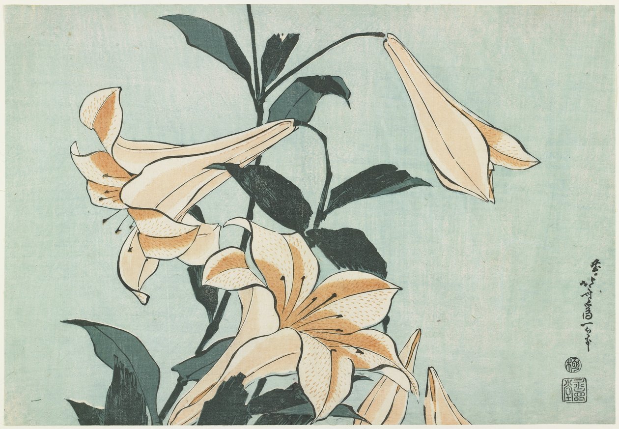 Liljat, noin 1832 tekijältä Katsushika Hokusai