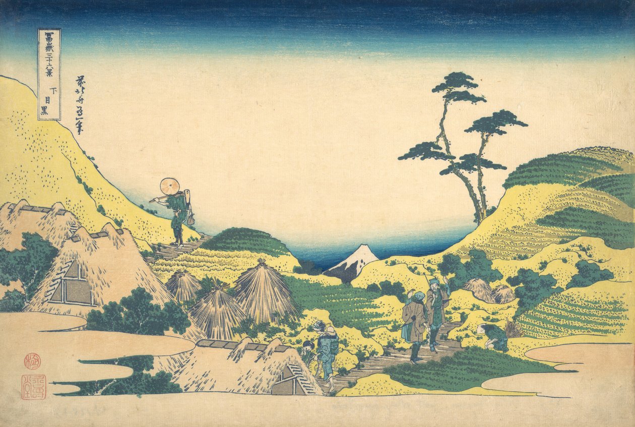 Alempi Meguro Shimo Meguro, sarjasta Kolmekymmentäkuusi näkymää Fuji Fugaku -vuorelle..., ca. 1830-32. tekijältä Katsushika Hokusai