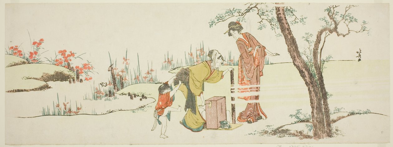 Elaboració de cordons de paper per lligar els cabells tekijältä Katsushika Hokusai