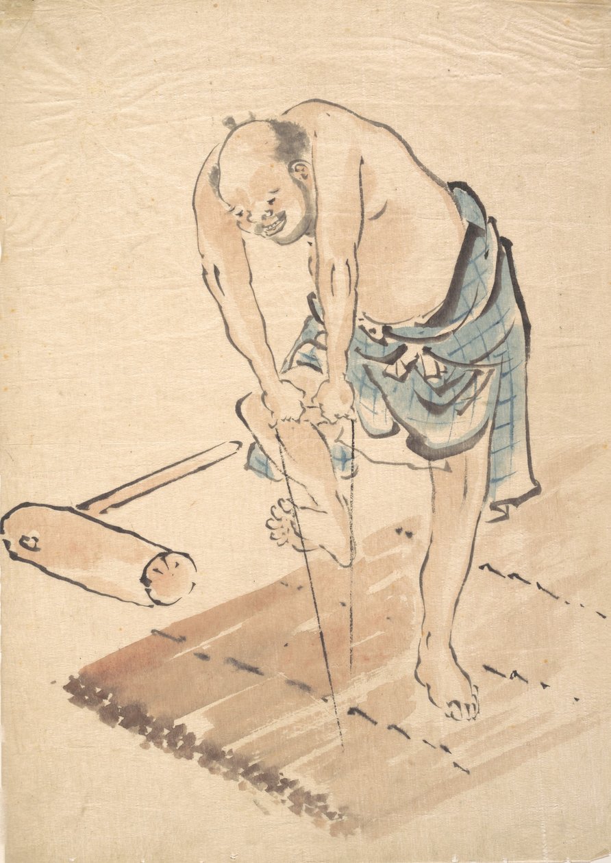 Mies lautalla. tekijältä Katsushika Hokusai