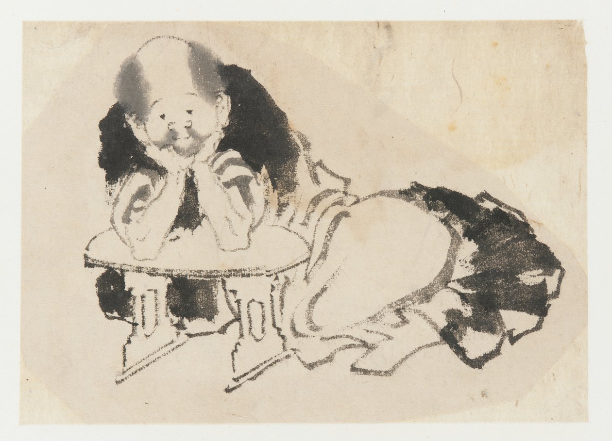 Mies istuu käsinojalla, Edo-kausi, 1800-luku. tekijältä Katsushika Hokusai