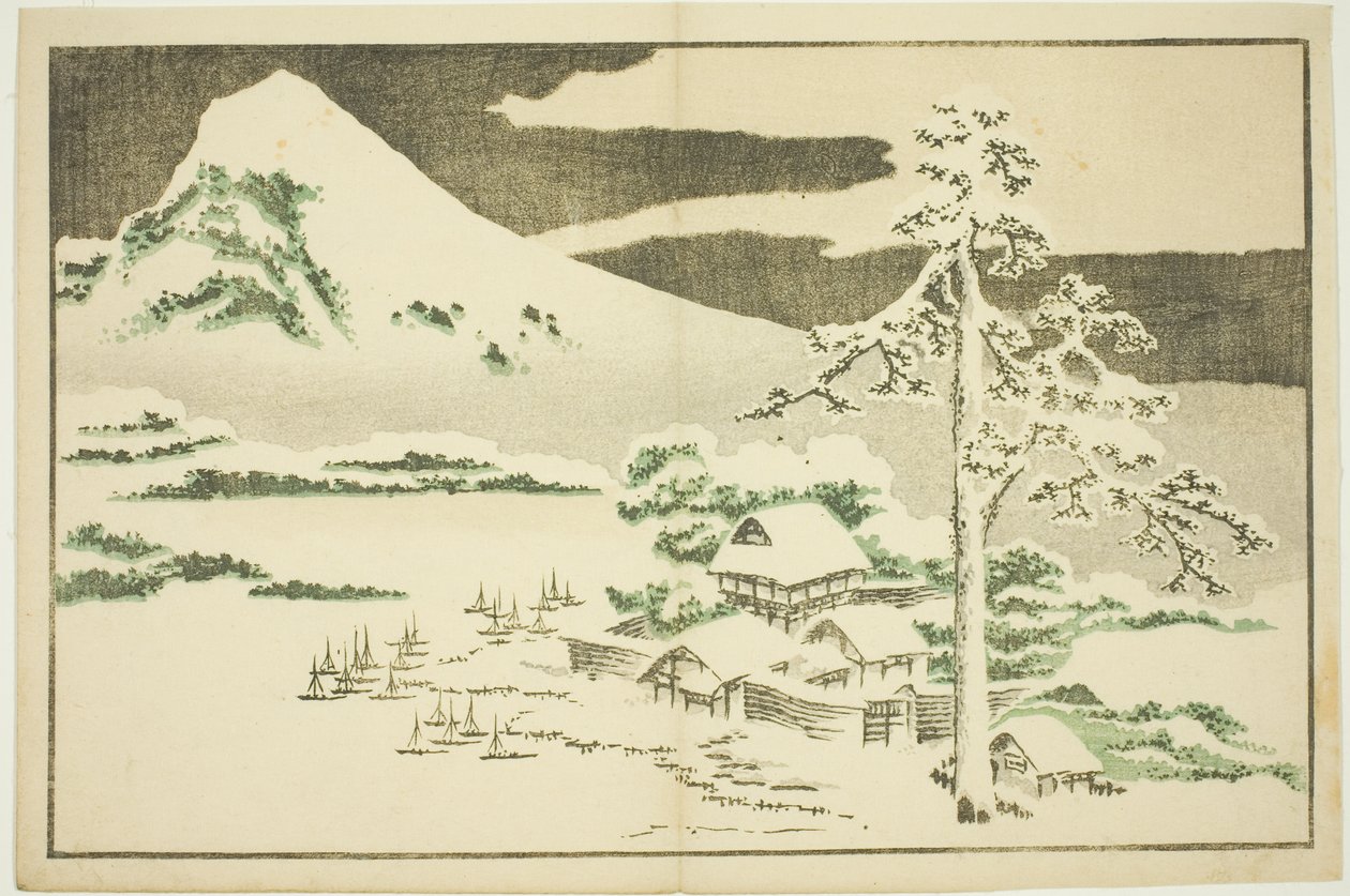 Mount Fuji in Winter, from The Picture Book of Realistic Paintings of Hokusai (Hokusai shashin gafu) tekijältä Katsushika Hokusai