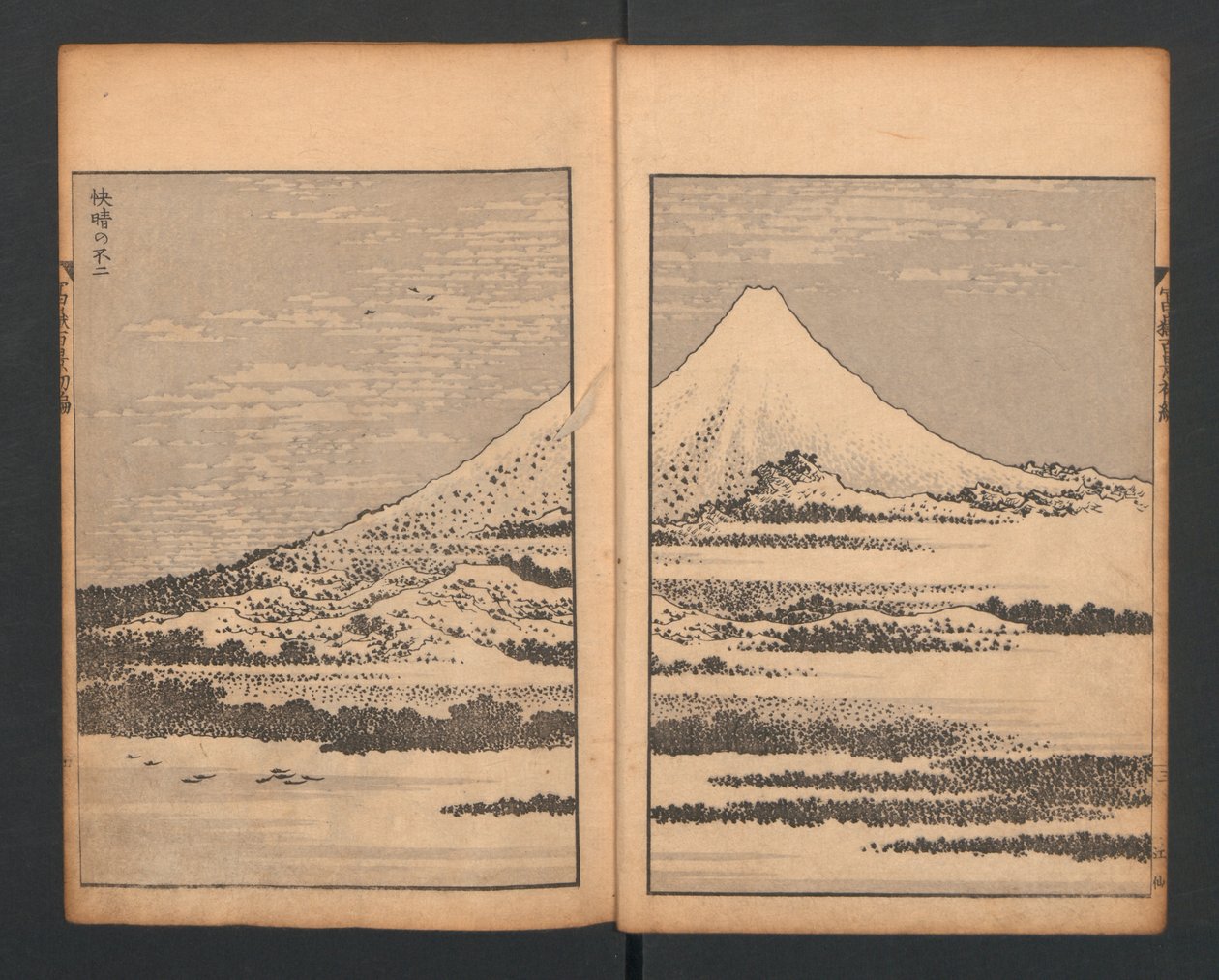 Bamboo Groven Fuji-vuori, sadasta näkymästä Fuji-vuorelle, 1835. tekijältä Katsushika Hokusai