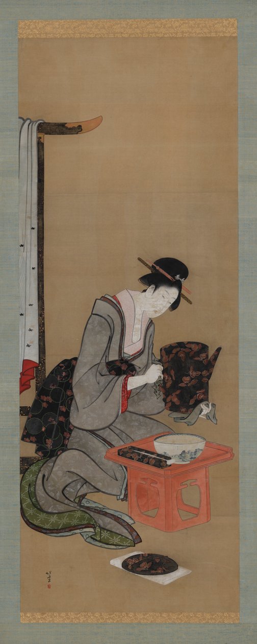 New Year Custom: Meikki uudenvuoden aamuna, Edo-jakso, n. 1806-1811. tekijältä Katsushika Hokusai
