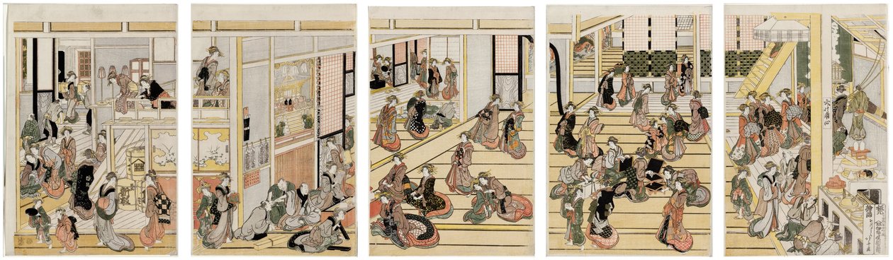 Uudenvuodenpäivä Ogi-yan bordellissa tekijältä Katsushika Hokusai