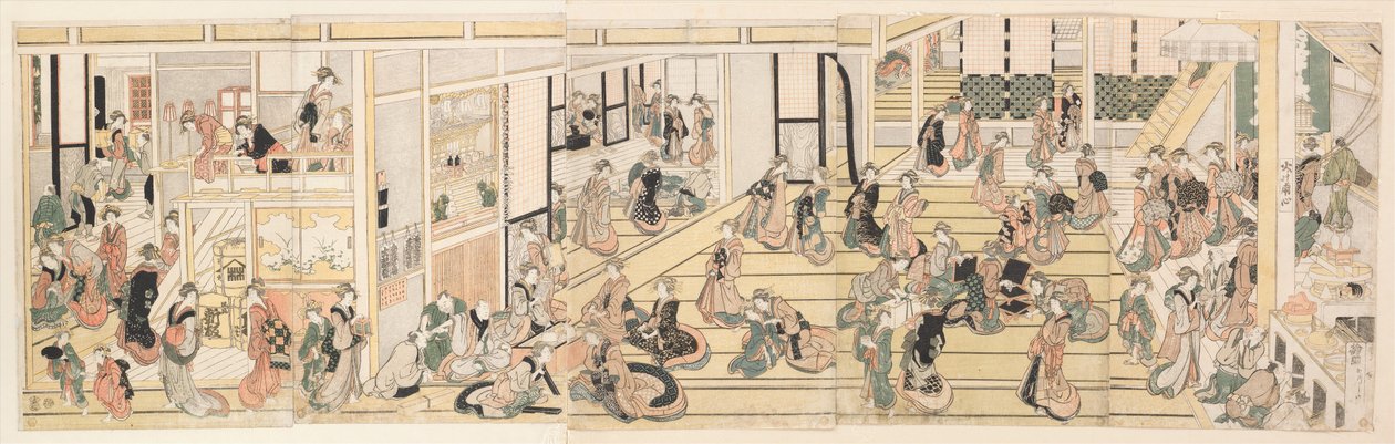 Uudenvuodenpäivä Ōgiyan bordellissa, Yoshiwarassa tekijältä Katsushika Hokusai