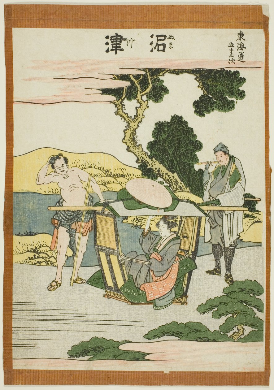Numatsu, sarjasta "Fifty-three Stations of the Tokaido (Tokaido gojusan tsugi)" tekijältä Katsushika Hokusai