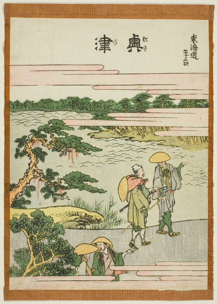 Okitsu, from the series "Fifty-three Stations of the Tokaido (Tokaido gojusan tsugi)" tekijältä Katsushika Hokusai