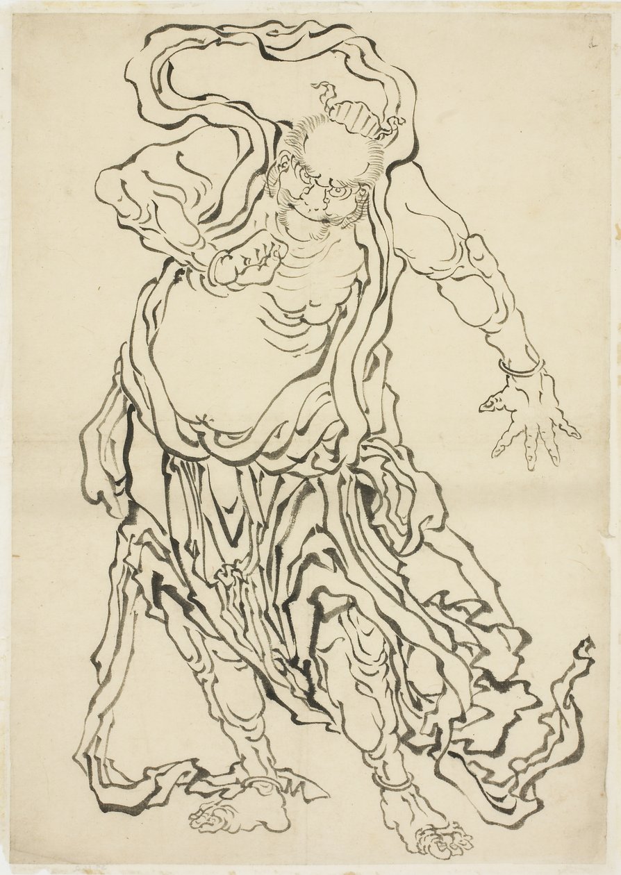 Yksi Nioista (Vartija), n. 1815-1849 (muste paperille) tekijältä Katsushika Hokusai