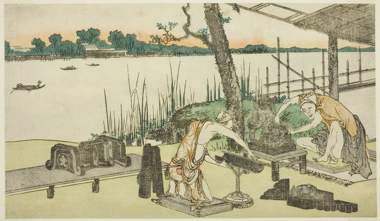 Potters at Work - Imado tekijältä Katsushika Hokusai