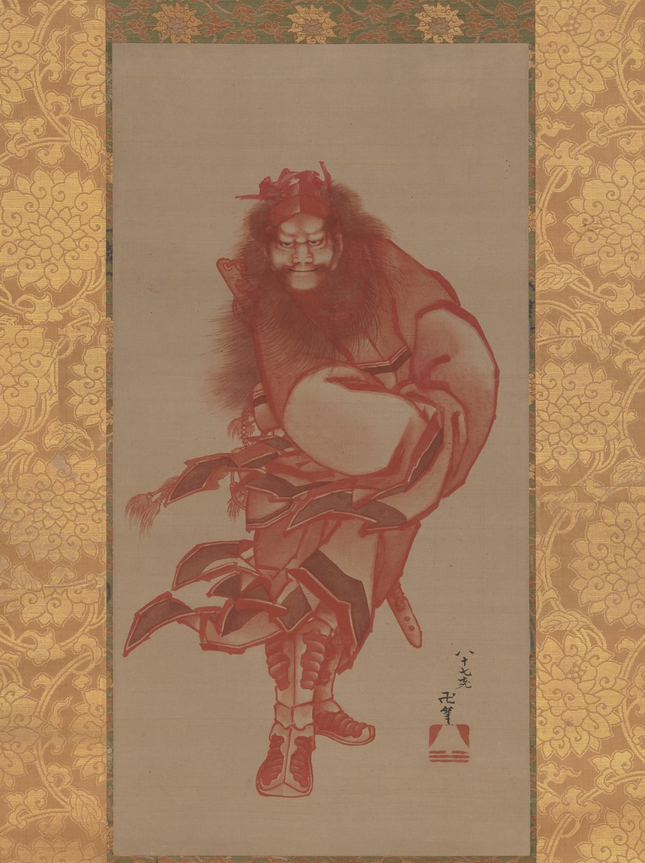 Red Shoki, Demon Queller, päivätty 1847. tekijältä Katsushika Hokusai