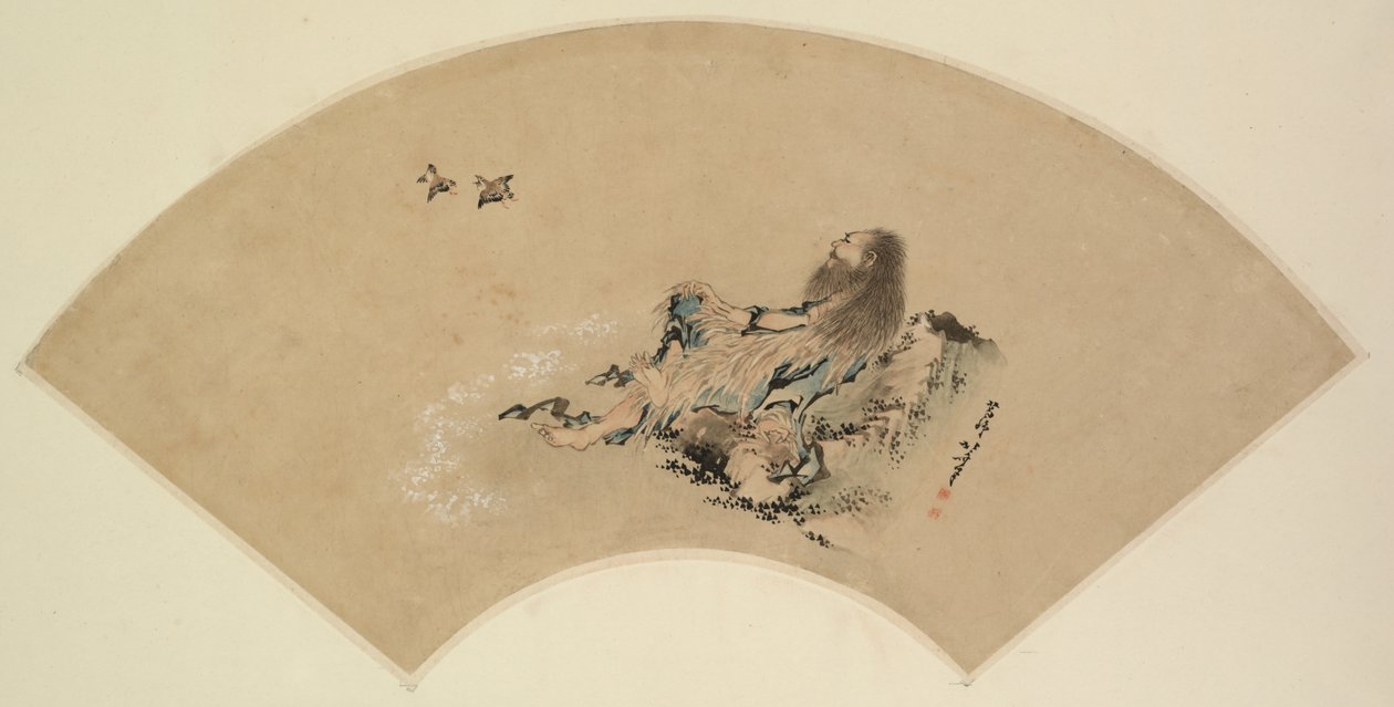 Risshi by the Sea katsomassa lintuja tekijältä Katsushika Hokusai