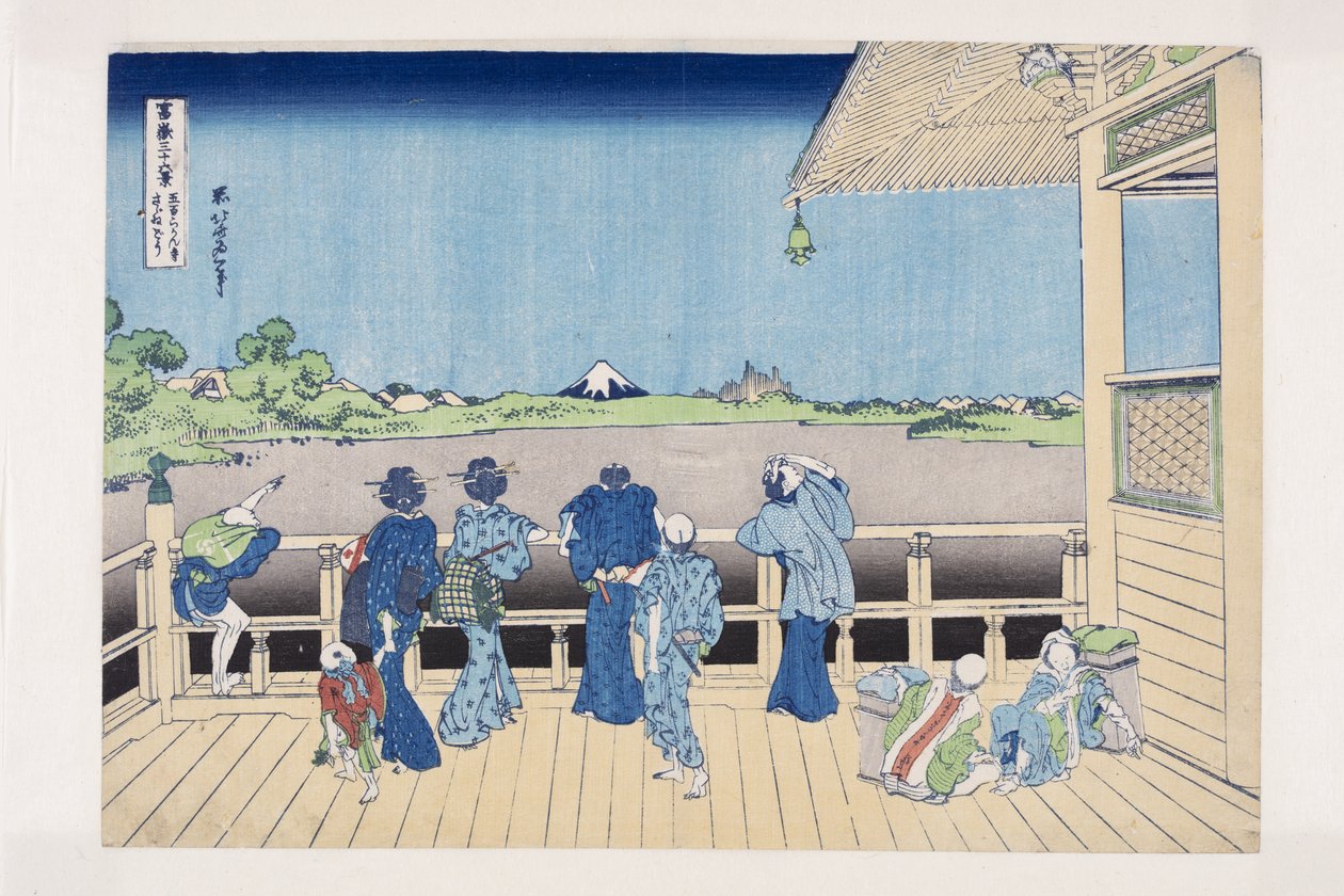 Viidensadan arhatin temppelin Sazai-sali (Gohyaku Rakan-ji Sazaid?) (värillinen puupainatus) tekijältä Katsushika Hokusai