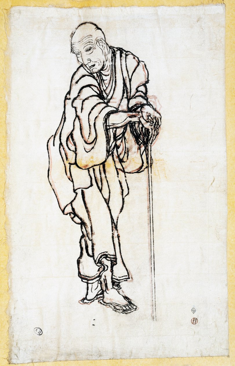 Omakuva vanhana miehenä, n. 1840-49 (kynä ja muste paperille) tekijältä Katsushika Hokusai