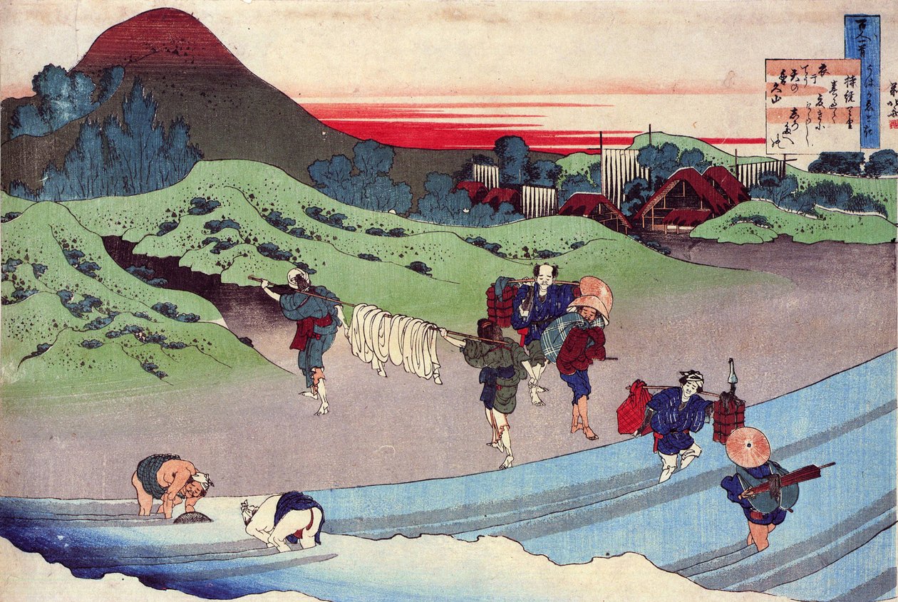 ""Sadan runon sarja sadalta runoilijalta: ""Jito Tenno"" Katsushika Hokusain (1760-1849) vedos (ukiyo-e school) noin 1830 valtion Eremitaaši Pietari Venäjä tekijältä Katsushika Hokusai