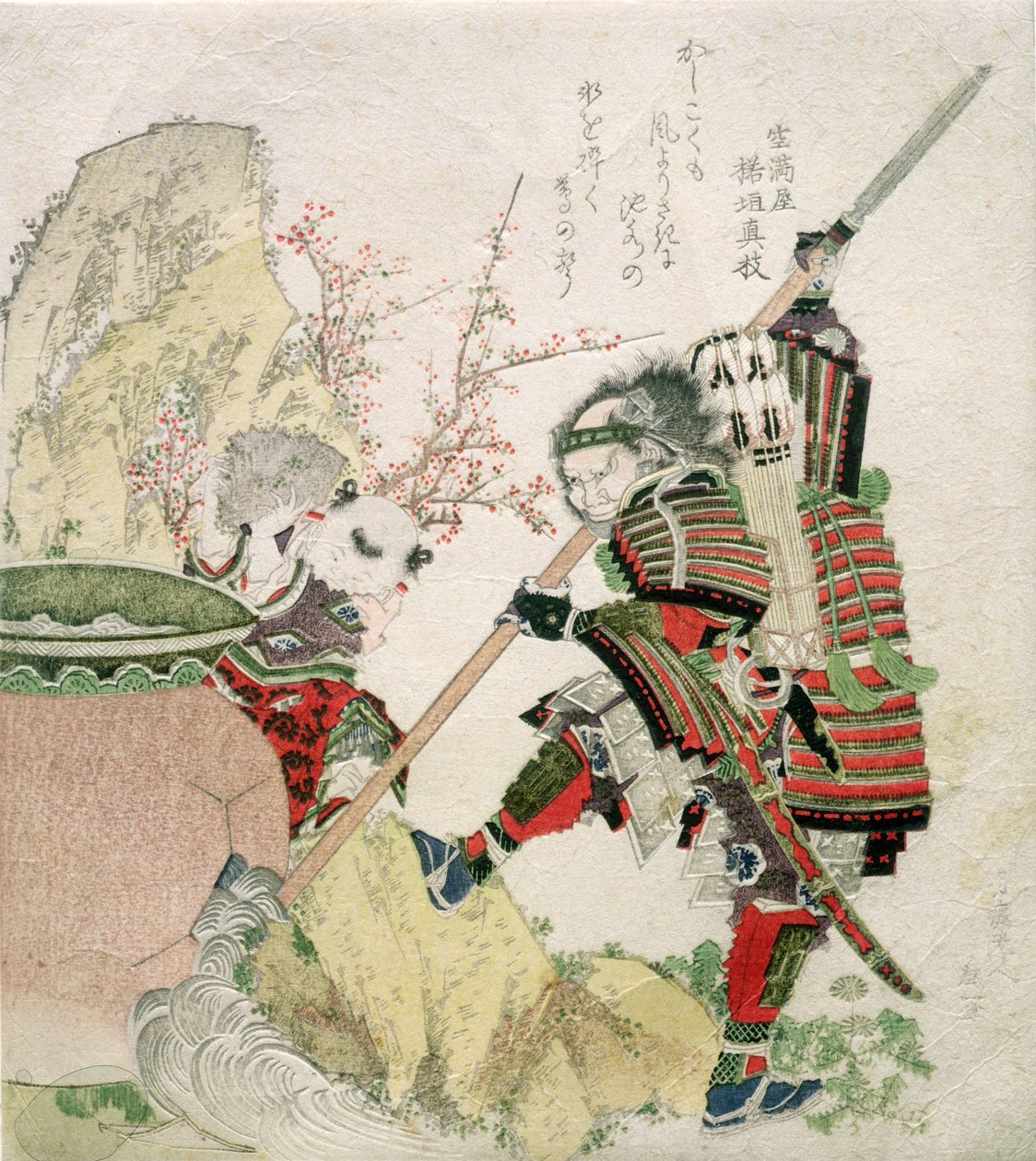 Sima Wengong (Shiba Onko) ja Shinozuka, Igan herra (Shinozuka-iga-no-teami), 1821 (puupalikkakaiverrus) tekijältä Katsushika Hokusai