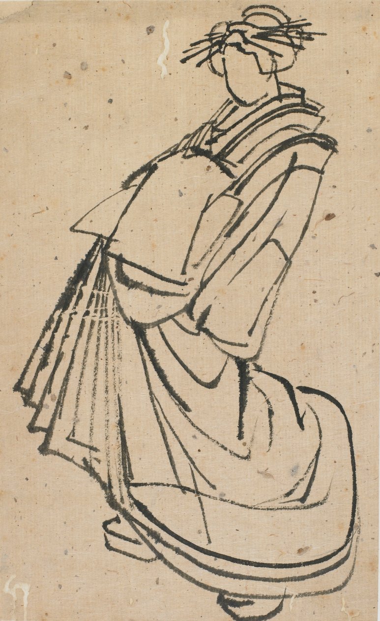 Luonnos kurtisaanista, 1700-luvun loppu - 1800-luvun alku. tekijältä Katsushika Hokusai