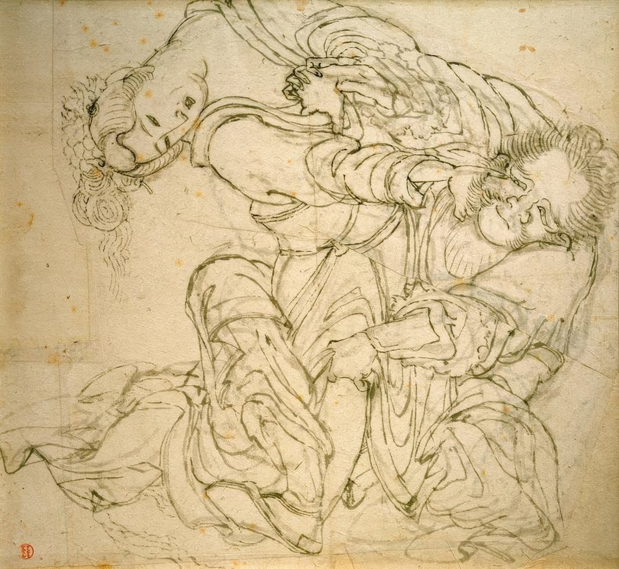Soko tappelee vaimonsa kanssa tekijältä Katsushika Hokusai