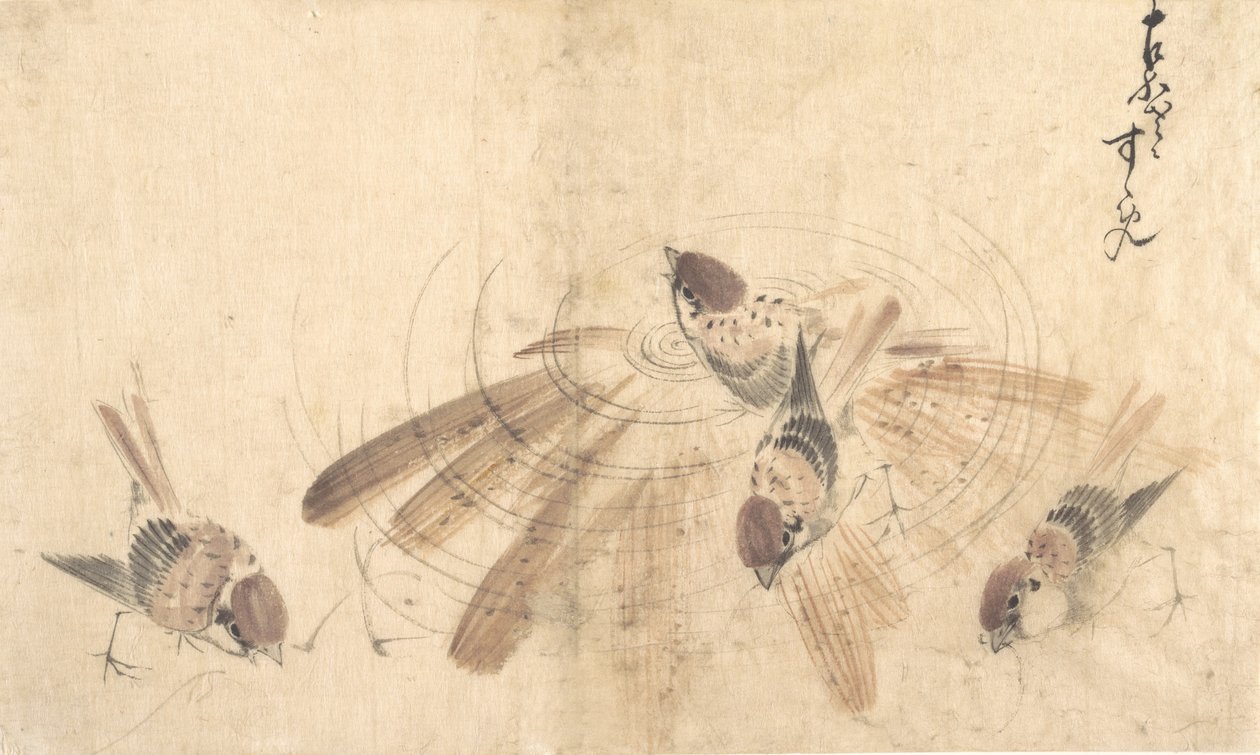 Varpuset, n. 1825. tekijältä Katsushika Hokusai