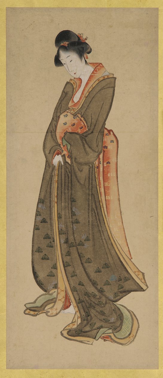 Pitkän tytön seisova hahmo, 1700-luvun loppu - 1800-luvun alku. tekijältä Katsushika Hokusai